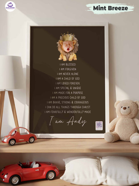 Christian Baby Poster Bundle – Lion Theme – Scripture, Affirmations & Wishes for Baby – Custom Keepsake